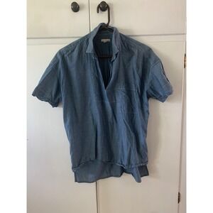 Gap Designed & Crafted Women's Blue‎ Chambray Short Sleeve Shirt Top